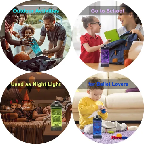Miniatura 7 de YuanDian Botella de agua para niños con luz LED 3D - 14 onzas Tritan libre de BPA ecológica - 7 colores luz tazas de bebida geniales, regalo