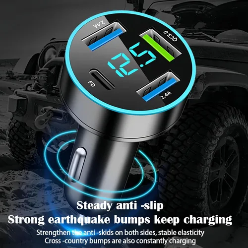 Miniatura 6 de Adaptador de cargador de automóvil, cargador USB de 4 puertos con voltímetro PD 3.0 y QC 3.0, cargador USB para automóvil, accesorios de carga