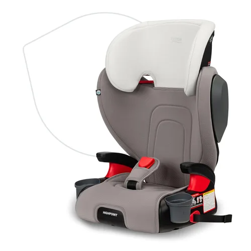 Britax Highpoint - Asiento elevador de posicionamiento con cinturón y sin espaldar, SafeWash, gris ombré