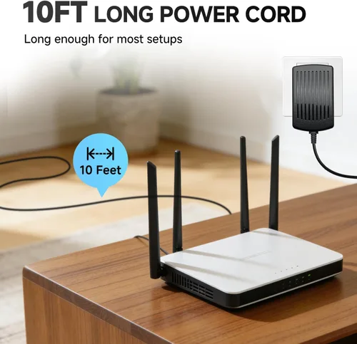Miniatura 2 de Adaptador de fuente de alimentación de 12 V, 2 A, 10 pies, CA a CC 24 W, 2000 mA, 1500 mA, 1000 mA, 500 mA, cable de alimentación de repuesto