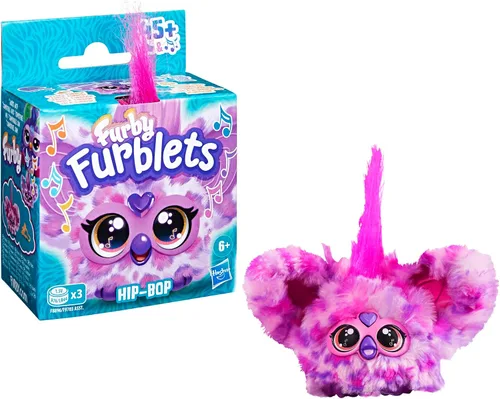 Miniatura 3 de Furby Furblets Hip-Bop Mini Friend, más de 45 sonidos, música hip hop y frases furbish, juguetes de peluche electrónicos, rosa y morado, regalos