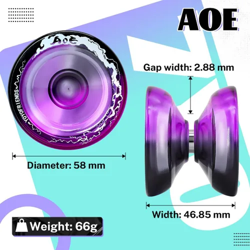 Miniatura 3 de 7YO AOE Yoyo Profesional Sensible para Niños, Yo-yo Principiante con Agujeros Profundos para Dedos, Yoyo de Trucos de Plástico con Rodamiento No