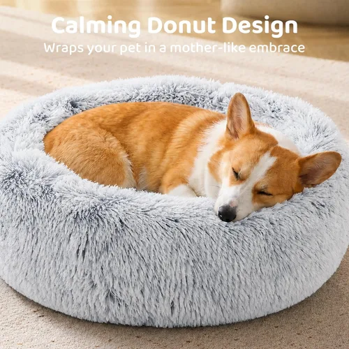 Miniatura 2 de JOLLYVOGUE - Cama para perros y gatos, cama relajante y antiestrés para mascotas y perros pequeños, cojín esponjoso en forma de dona para mascotas