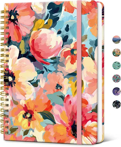 Miniatura 8 de Taja Cuaderno de Diario en Espiral con Líneas para Mujeres, A5 Lindo Cuaderno de Tapa Dura con Rayas Universitarias para Trabajo y Toma de Notas