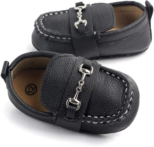 Miniatura 4 de QIETION Mocasines para bebés recién nacidos, para niños y niñas, zapatos de cuna con suela suave, antideslizantes, perfectos para bautizogateoboda
