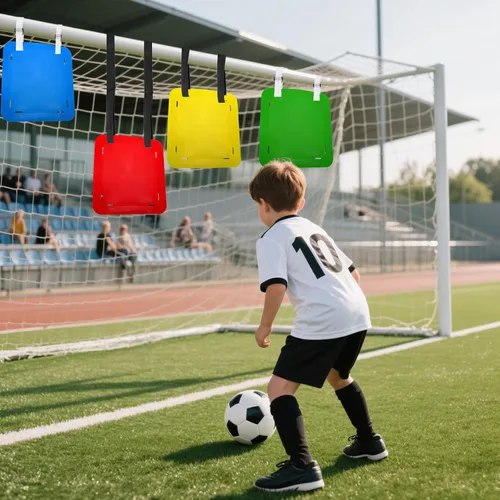 Miniatura 8 de Tebery 4 objetivos de portería de fútbol, objetivos de entrenamiento de tiro con correas ajustables, objetivos de fútbol colgantes para agilidad