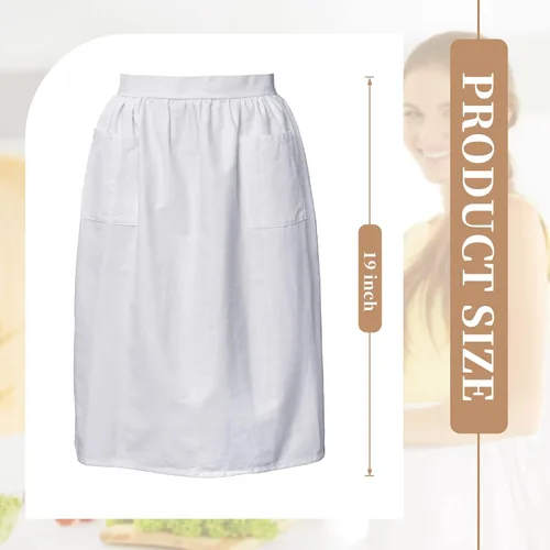 Miniatura 3 de Geyoga Delantales para mujeres con bolsillos Cocina Cocinando Camarera Sirvienta Delantal Falda Vintage Lindo Volantes Vestido Disfraz, Blanco