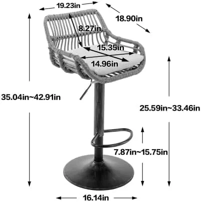 Miniatura 2 de Juego de 2 taburetes giratorios de bar ajustables con reposapiés para cocina, bar, restaurante (naranja)