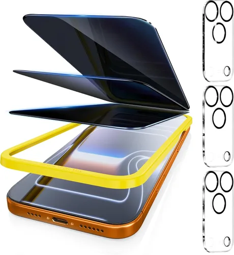 Miniatura 8 de Fotbor [Paquete de 3+3] Protector de pantalla de privacidad para iPhone 13 Pro Max con protector de lente de cámara, cobertura completa privada