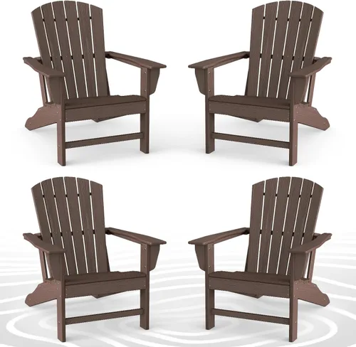 Miniatura 30 de BRIOPAWS - Juego de 2 sillas Adirondack Tamaño grande Silla para hoguera Plástico HDPE Para todo tipo de clima para terraza, al aire gris