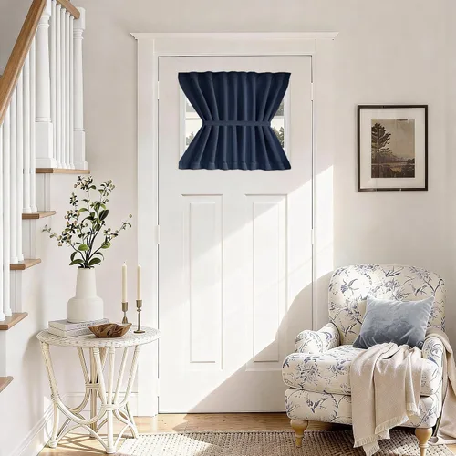 Miniatura 38 de Vatge - Cortinas autoadhesivas para puerta francesa, tratamiento de ventana con filtro de luz sin varillas ni perforaciones para puertas de cristal