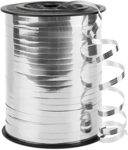 Cinta Rizada Plateada, 1/5" de ancho x 500 yardas Cintas Rizadas de Navidad para Envolver Regalos, Decoración de Fiestas, Cuerda de Globos, Cabello,