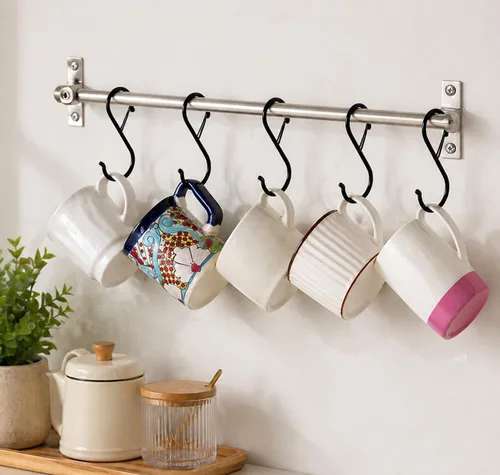 Miniatura 5 de Ganchos en S para colgar, resistentes con diseño de hebilla de seguridad, ganchos en forma de S para utensilios de cocina, sartenes, barra
