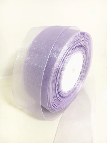 Miniatura 2 de Cinta transparente de organza lavanda de 1-1/2 pulgadas para decoración floral y artesanal, rollo de 50 yardas