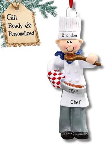 Miniatura 8 de Adornos de chef personalizados 2025 – Adorno de Navidad personalizado para panadero, adornos de alimentos, cocina de chef africano americano
