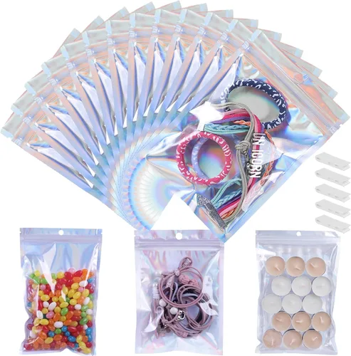 Miniatura 30 de 400 bolsas de Mylar resellables de 4 x 5 pulgadas, color negro, para almacenamiento de alimentos, bolsa resellable de Mylar con ventana transparente