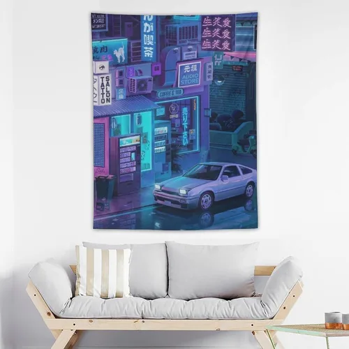 Miniatura 3 de josnmre Jdm Car Ae86 Tokyo Street Neno - Tapiz de pared para dormitorio, arte estético, decoración del hogar, dormitorio, aula, sala de estar, 30 x