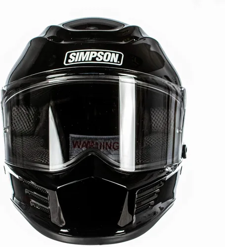 Miniatura 2 de Simpson SPBM2 Speed Bandit - Casco de carreras de cara completa, tamaño mediano, negro brillante, escudo transparente incluido, escudo ahumado