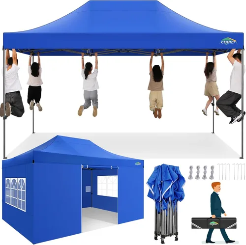 Miniatura 32 de COBIZI Toldo de 10 x 20 pies con paredes laterales, carpa de fiesta resistente para fiestas, bodas, tienda de campaña portátil plegable fácil