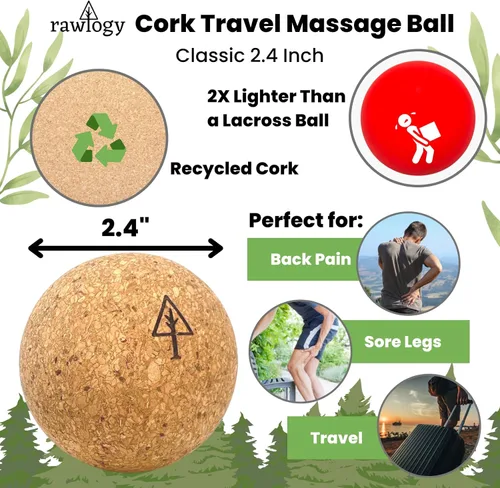 Miniatura 3 de Bola de masaje de corcho de viaje, alternativa ligera y sostenible a la bola de lacrosse para aliviar el dolor muscular