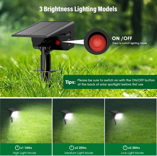 Miniatura 3 de Focos solares para exteriores con 60 LED y encendido y apagado automático, paquete de 4 luces solares para exteriores, impermeables, IP68 con 3