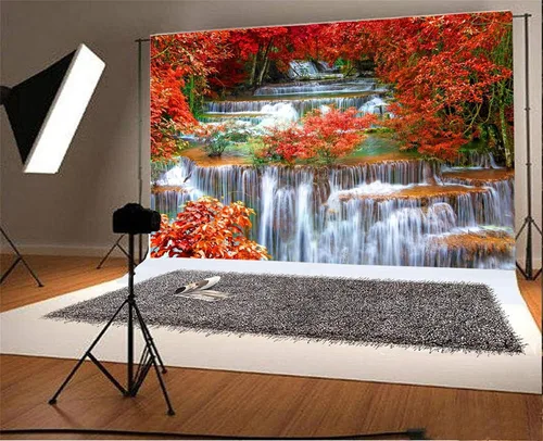 Miniatura 5 de AOFOTO Telón de fondo de cascadas de 5 x 3 pies para fotografía de fondo de cascada, paisaje, naturaleza, viajes, hombre adulto, Retrato artístico