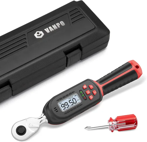 Miniatura 10 de VANPO Llave dinamométrica digital de 1/2 pulgada, 12.5-250.8 ft-lb/17-340Nm, llave dinamométrica electrónica con zumbador e indicador LED, precisa