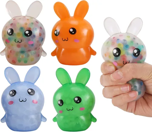 Relleno para cesta de Pascua, esenciales para cesta de Pascua, 4 unidades, bolas de estrés de conejo de Pascua para adultos, bolas para aliviar el
