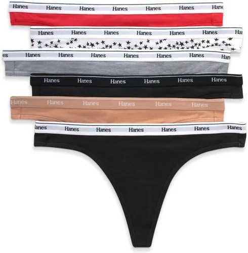 Miniatura 5 de Hanes Women's Originals Thong Panties, Breathable Stretch Cotton Underwear, Assorted, 6-Pack