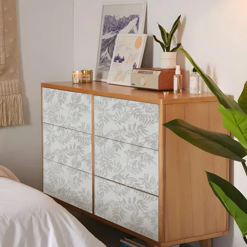 Miniatura 5 de Papel tapiz de hojas neutrales para despegar y pegar, papel de contacto bohemio para armarios y cajones, moderno, extraíble, autoadhesivo