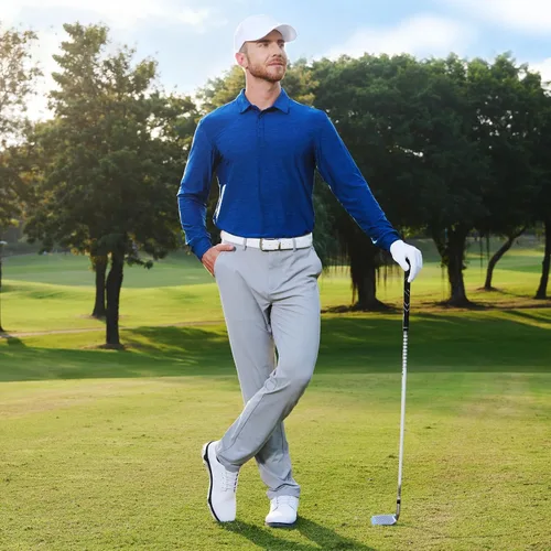 Miniatura 72 de NAVISKIN Camisas polo de manga larga para hombre, camisas de golf con cuello UPF 50 SPF para hombre, secado rápido, absorbe la humedad