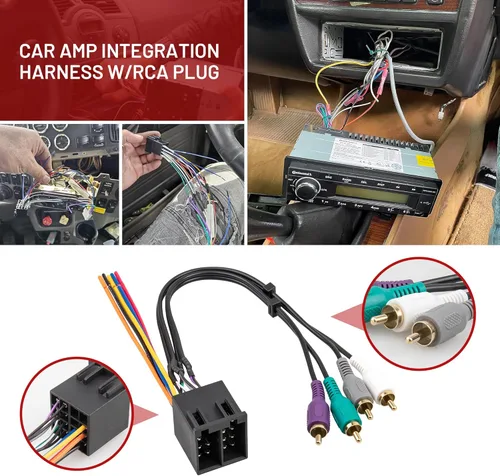 Miniatura 2 de RED WOLF Arnés de cables estéreo de radio con amplificador AMP, conector de integración RCA Jack Adaptador para Mercedes Benz 1990-2004, Volkswagen