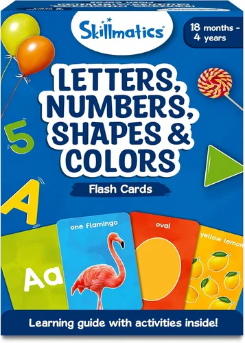 Skillmatics Tarjetas de memoria gruesas para niños pequeños: letras, números, formas y colores, juguetes Montessori, actividades de aprendizaje