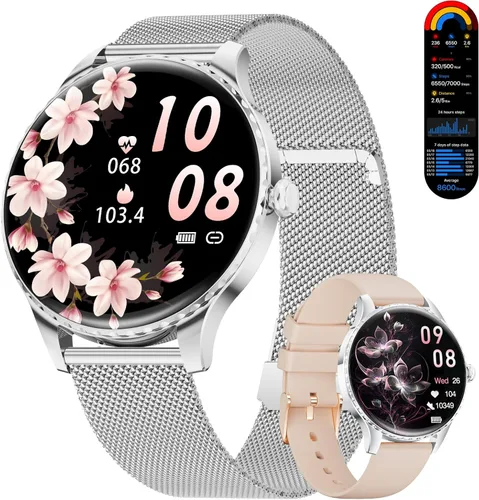 Miniatura 10 de Relojes inteligentes para mujeres con pantalla AMOLED de 1.32", llamadas por Bluetooth, 121 modos deportivos, monitor de frecuencia cardíaca