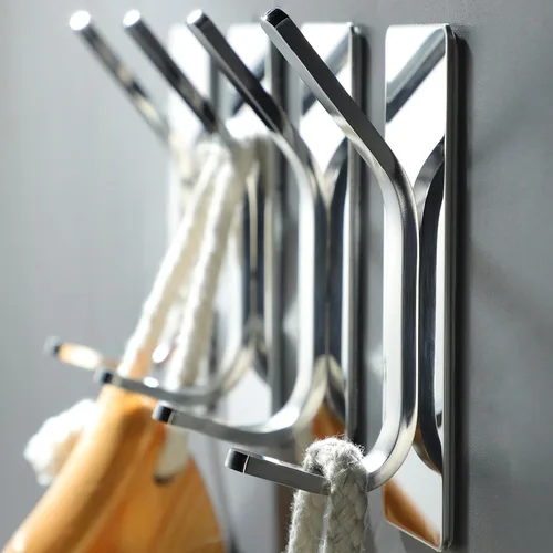 Miniatura 6 de Taozun Ganchos para toallas de plata pulida 4 piezas Ganchos adhesivos de acero inoxidable para colgar en la pared para baño, ganchos de pared