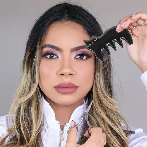 Miniatura 3 de FOMIYES Ox Horn Gua Sha - Peine masajeador de cuero cabelludo – Herramienta de raspado negro de 5 dientes para masaje de cabeza, cuello, hombros
