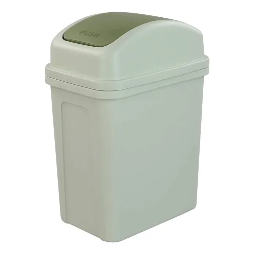 Asking Cubo de basura pequeño de 1.8 galones con tapa abatible, cubo de basura de plástico, color verde