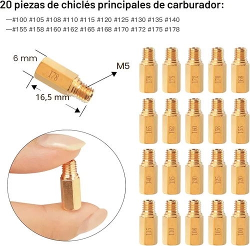 Miniatura 3 de 40 piezas de kit de tobera principal y tobera piloto lenta para PWK Keihin OKO CVK Crab, reemplaza #SCL-2018090002-ZH-T-01/02