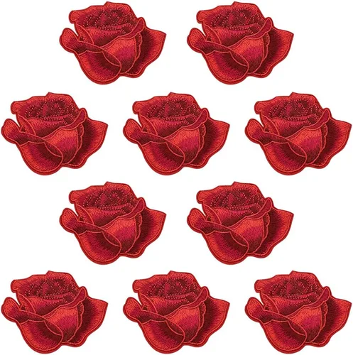 10 parches para planchar con flores de rosas, delicados parches de bordado de rosas para bolsos, gorras, ropa de niños, jeans, chaquetas (K50_1)
