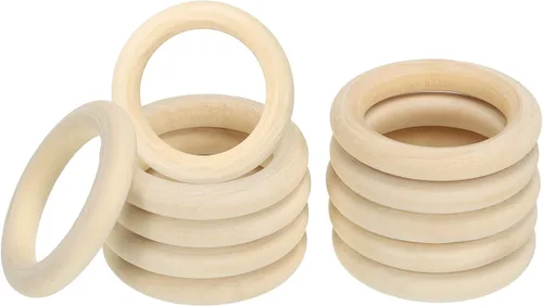 Miniatura 10 de PATIKIL Anillos de madera natural de 1.4 pulgadas de 1.378 in, 30 piezas de 0.236 in de grosor, anillo de madera sin terminar, círculo de lazo