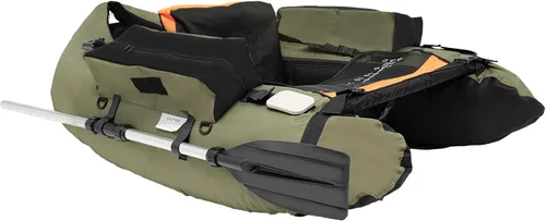 Barco de pesca inflable de 286 libras, barco de pesca duradero, tubo flotante inflable con remo, regla de pescado, bomba, bolsillos de Verde