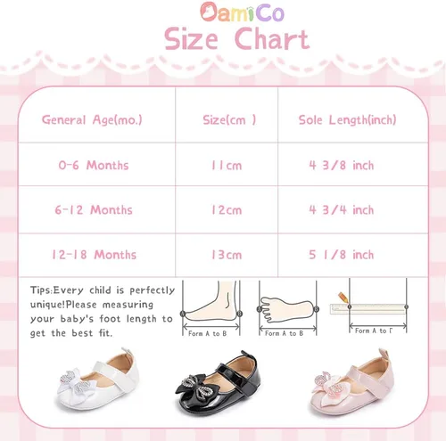 Miniatura 6 de Zapatos planos Mary Jane para bebés y niñas, suela de goma antideslizante con Bownot para primeros pasos, zapatos de vestir de boda de princesa