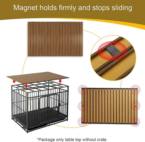 Miniatura 3 de Cubierta para Jaula de Perro de 48 Pulgadas con Imanes para Jaula - Cubierta Plegable de Aluminio para Perrera Decorativa Mesa de Almacenamiento Nuez