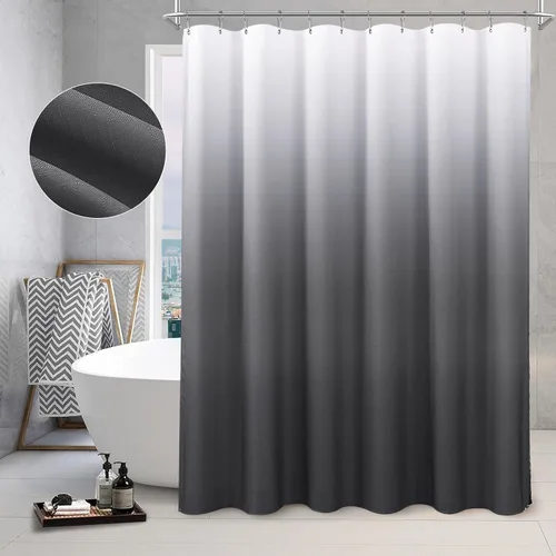 Miniatura 43 de Cortina de ducha para compartimento pequeño negra para hombres, 36 pulgadas de ancho, juego de cortinas de baño gris, cortinas geométricas estrechas