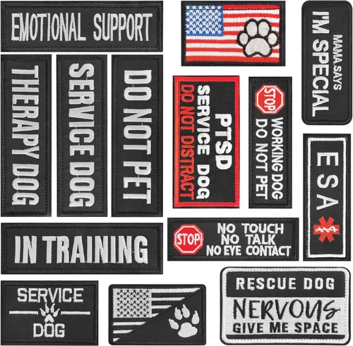 Miniatura 9 de AXEN 10 parches tácticos de moral para arnés de chaleco de perro, parches de gancho y lazo para perro de servicio bordado completo para chaleco 10
