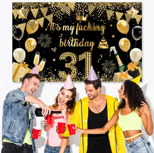 Miniatura 2 de Fondo de pancarta con texto en inglés "It's My Birthday", fondo grande para decoración de fiesta de cumpleaños, divertidos suministros de decoración