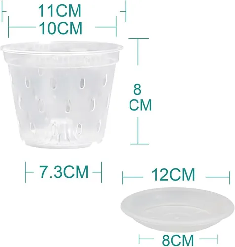 Miniatura 5 de 4 macetas de plástico transparente de 4.3 in para orquídeas, macetas pequeñas de jardín transparentes, macetas de inicio de semillas con agujeros