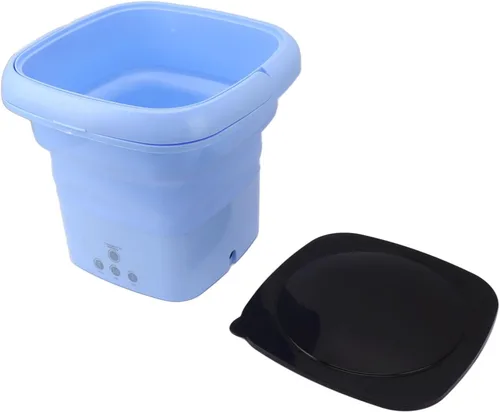 Miniatura 8 de Jiawu Lavadora portátil, lavadora plegable con temporizador, lavadora de cubo para ropa sucia, lavadora de ropa interior para camping, caravana