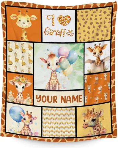 Miniatura 32 de Manta de jirafa para regalo, 30 x 40 pulgadas, bonita manta para adultos y niños, mantas amarillas de felpa suave para sofá, oficina