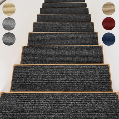 Miniatura 7 de Alfombras para peldaños de madera - Cinta antideslizante para alfombra de escaleras, pelar y pegar con cinta adhesiva doble, juego de 15 hojas